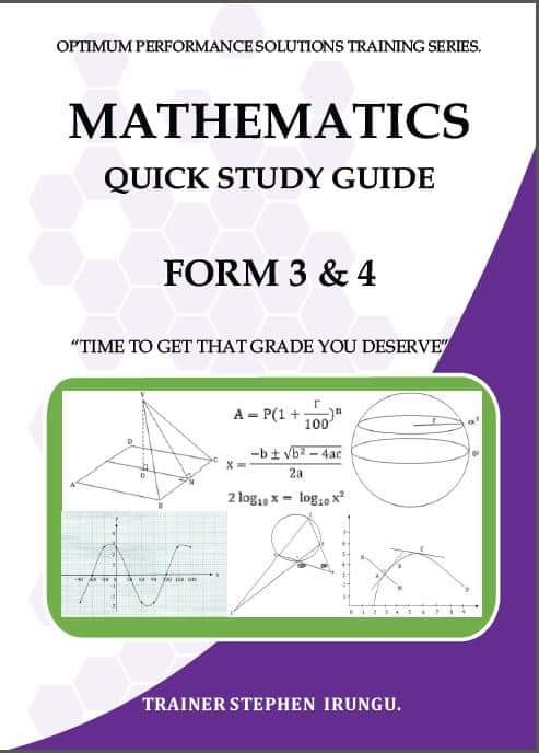 Mathematics Quick Study Guide Form 3 and 4